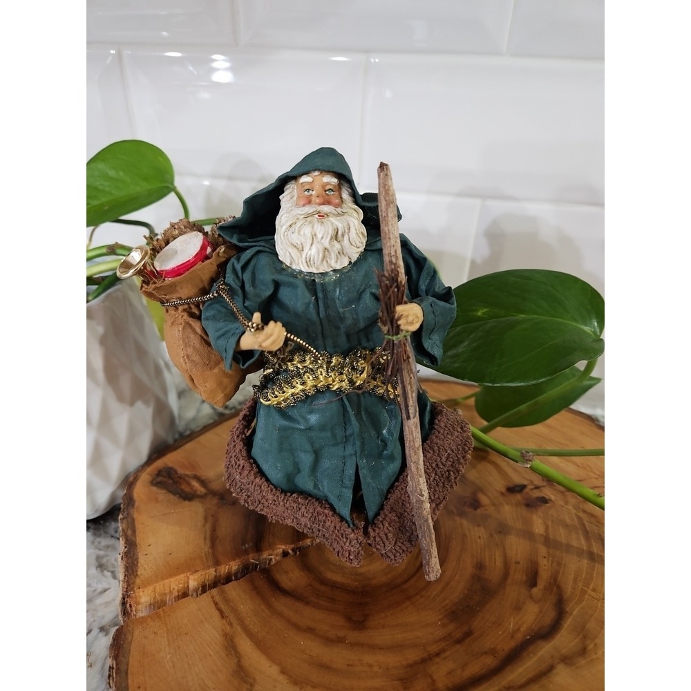 Vintage Paper Santa 7 Inc‎ Santa Clause Wearing A Green Coat Christmas Ornament